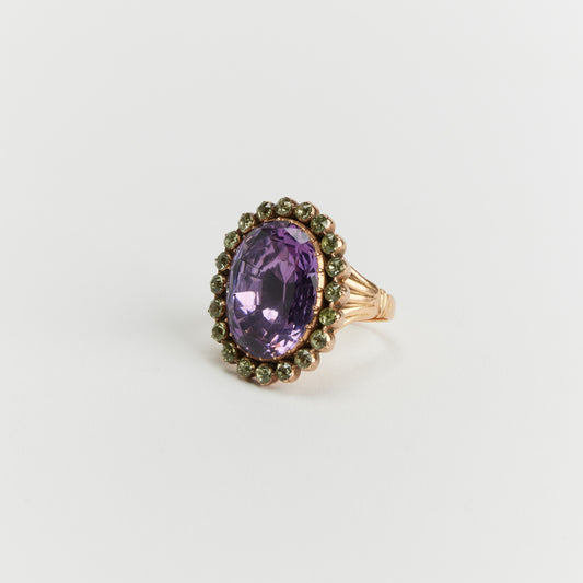 Antique Amethyst and Chrysoberyl Ring