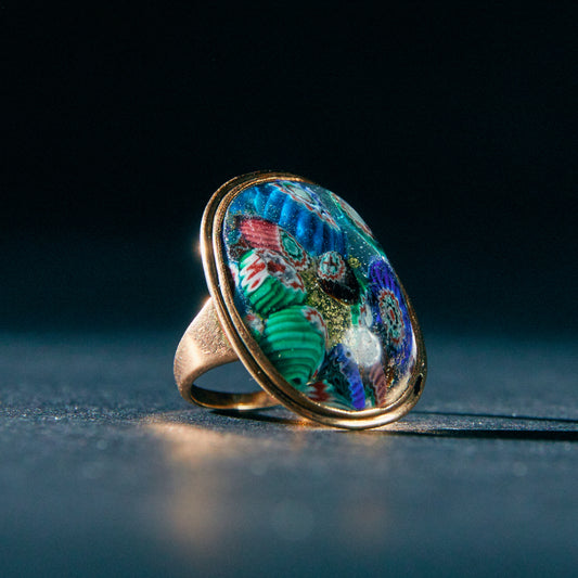 Georgian Ring with Cabochon of Venetian Mosaic Glass (Millefiori)