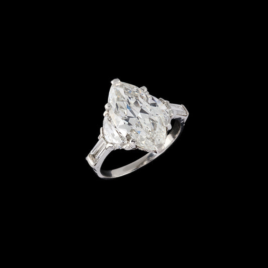 3.12 Carat Marquise Cut Art Deco Diamond Ring